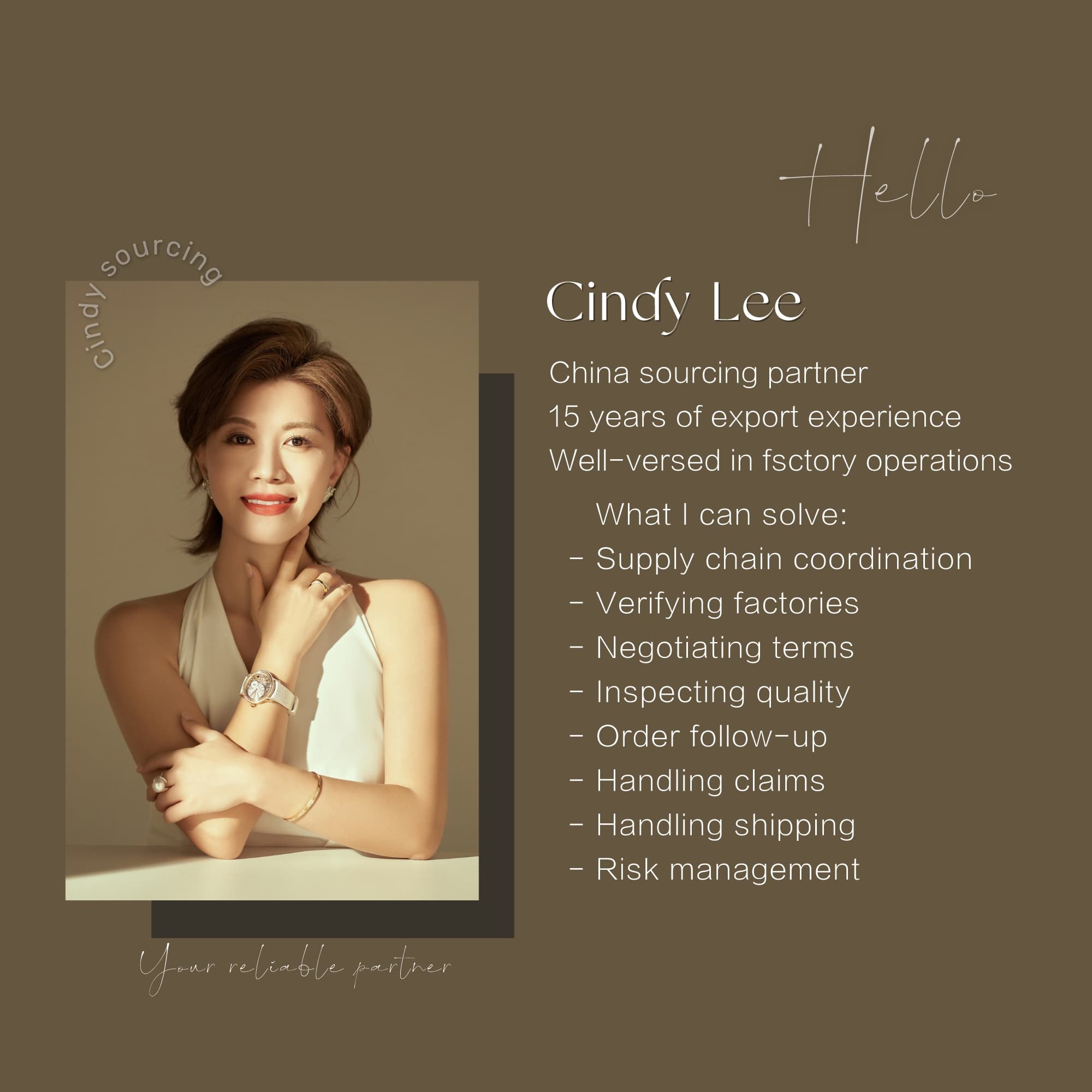 Portrait of Cindy Lee, China sourcing partner